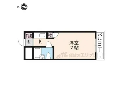 ウエストヴァレー京都(ワンルーム/2階)の間取り写真