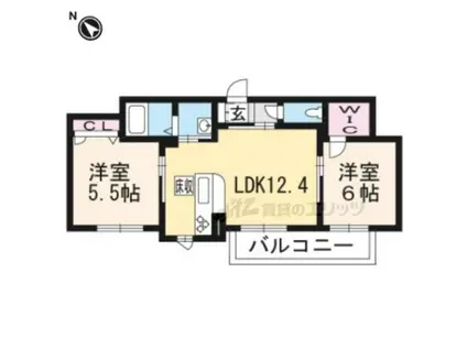 ルーチェ蟹川(2LDK/2階)の間取り写真