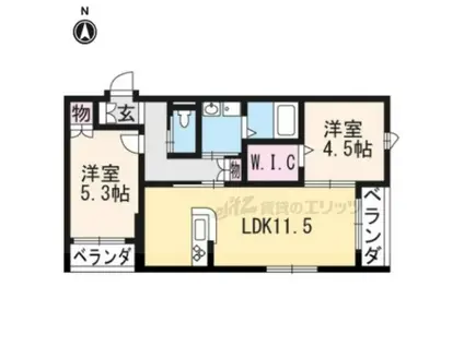 CASA二条御前(2LDK/1階)の間取り写真
