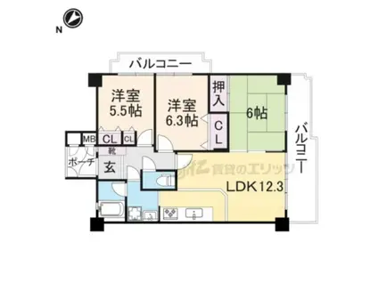 シャルマンコーポ第3瀬田(3LDK/2階)の間取り写真