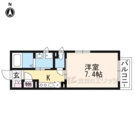 シャーメゾン深草(1K/2階)の間取り写真