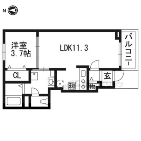 シャトレメルヴェイユ(1LDK/1階)の間取り写真