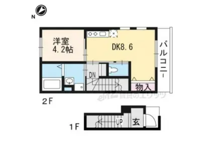 ASSO・LUSSO・太鼓山(1DK/2階)の間取り写真