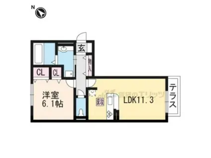 メゾンヴィラ栗東(1LDK/1階)の間取り写真