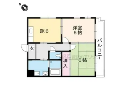 ニュー大将軍松兼(2DK/5階)の間取り写真