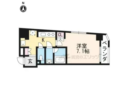 CQレジデンス京都御所西(1K/6階)の間取り写真