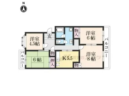 ジャデーン桂(4DK/1階)の間取り写真