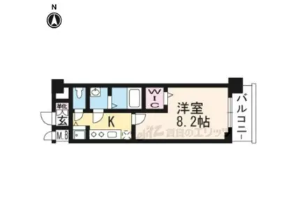ベラジオ京都一乗寺(1K/3階)の間取り写真