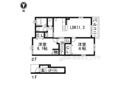 アンソレイエ(2LDK/2階)の間取り写真