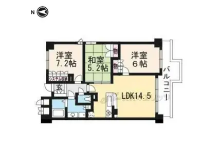 グラン・リソシエ京都下鴨北山(3LDK/5階)の間取り写真