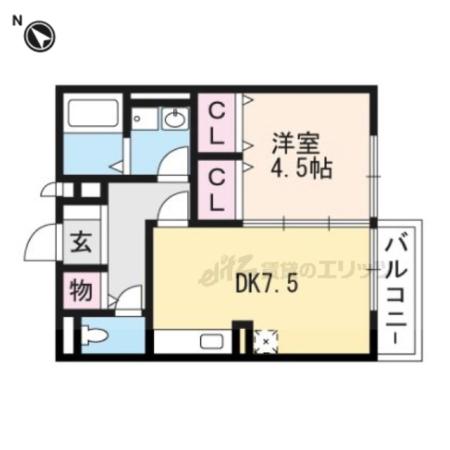 セジュールH・A(1DK/2階)の間取り写真
