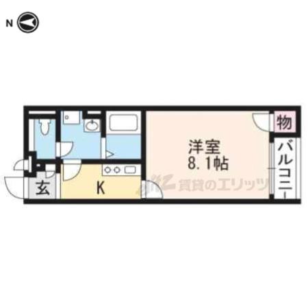 クレイノ太秦天神川(1K/1階)の間取り写真