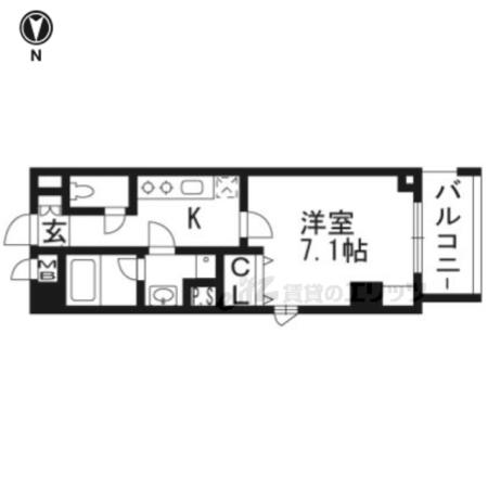 アスヴェル京都東寺前(1K/2階)の間取り写真