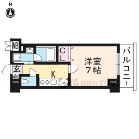 アスヴェル京都東寺前(1K/5階)の間取り写真