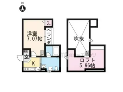 ウエストヴィレッジ(1K/2階)の間取り写真