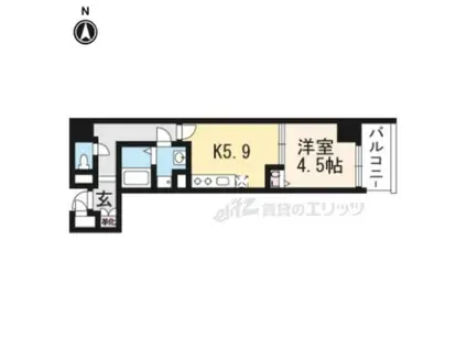 べラジオ京都西大路(1DK/6階)の間取り写真