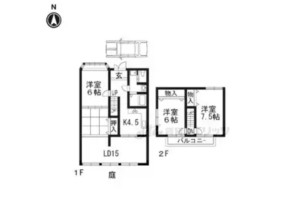 叡山電鉄 八幡前駅(京都) 徒歩1分 2階建 築61年(4LDK)の間取り写真