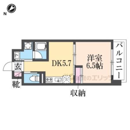 RCOURT(1DK/7階)の間取り写真