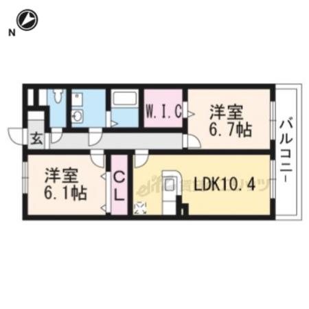 ソレイユカヤノ(2LDK/1階)の間取り写真