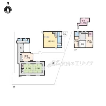 京福北野線 北野白梅町駅 徒歩7分 2階建 築9年(5LDK)の間取り写真