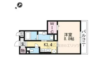 テレザート光台(1K/3階)の間取り写真