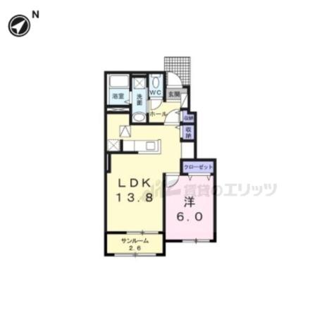 ブライトハウス(1LDK/1階)の間取り写真