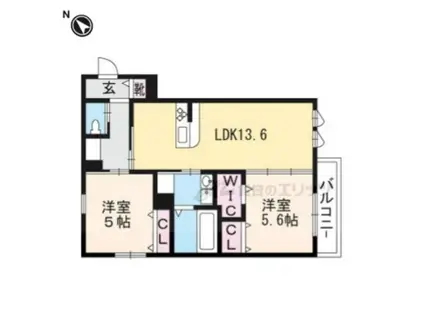 TIARE 西山天王山(2LDK/3階)の間取り写真