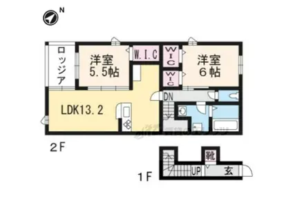 ORSAMAGGIORE(2LDK/2階)の間取り写真