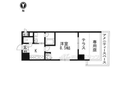 ベラジオ京都西院ウエストシティ(1K/1階)の間取り写真