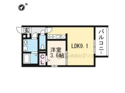 ディアコート桂(1LDK/1階)の間取り写真