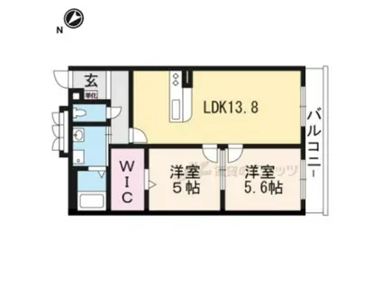 ハートフルマンション 新左衛門(2LDK/5階)の間取り写真