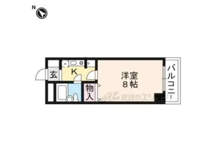 カーサ清水花(1K/2階)の間取り写真