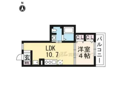 R-4COURT大津京(1LDK/3階)の間取り写真