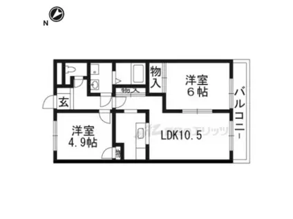 シャルマンハウス(2LDK/2階)の間取り写真