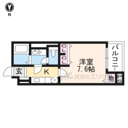 ルミエール長岡京(1K/2階)の間取り写真