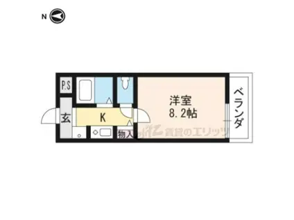 パラドール西院PARTー(1K/2階)の間取り写真