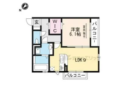 ティーガーデンヴィレッジB棟(1LDK/2階)の間取り写真