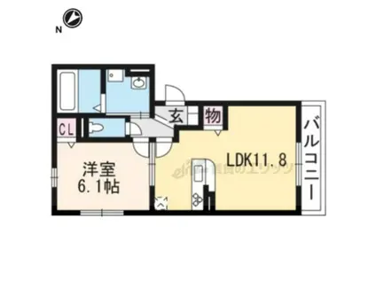 ラフィーネ木幡(1LDK/3階)の間取り写真