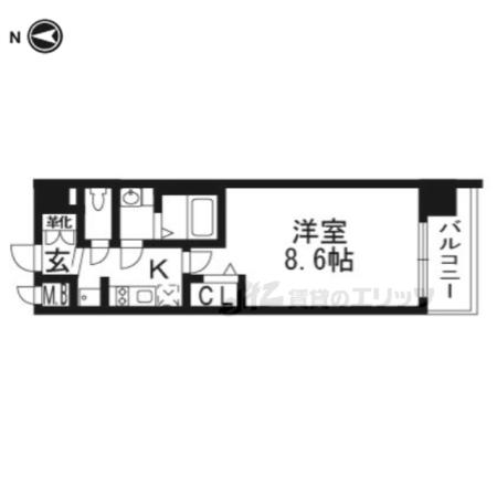 プレサンスTHE KYOTO流雅(1K/2階)の間取り写真