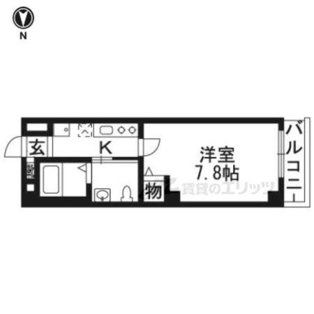 フラッティ京都十条(1K/2階)の間取り写真