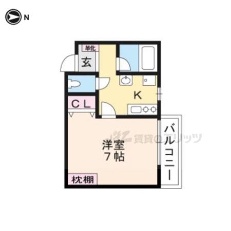 ネクストライフ桂駅(1K/2階)の間取り写真