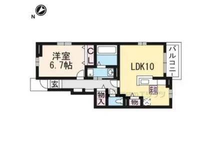 浄雲クワトロ(1LDK/1階)の間取り写真