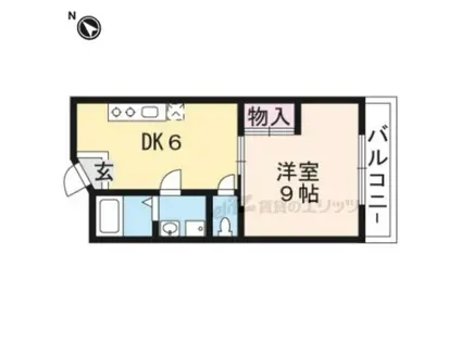 レイクサイドヒカリ(1DK/3階)の間取り写真