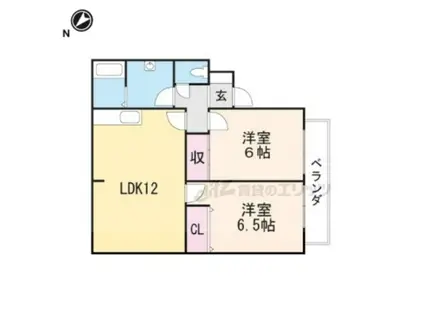 グリーンタウンハタケヤマC棟(2LDK/2階)の間取り写真