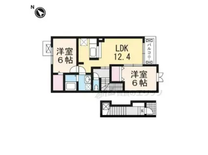 グランデH&М木村 (2LDK/2階)の間取り写真