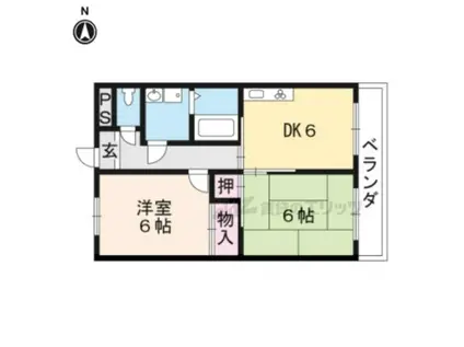 ビューテラス西中野(2DK/1階)の間取り写真