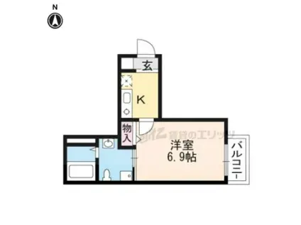 レヴィア東寺(1K/2階)の間取り写真
