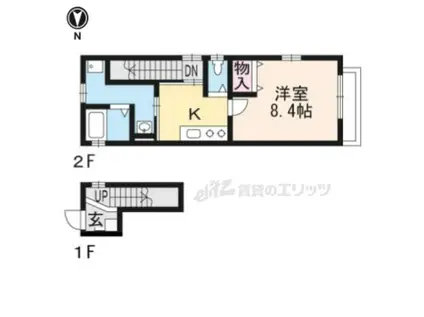 新コゥジィーコート烏丸(1K/2階)の間取り写真