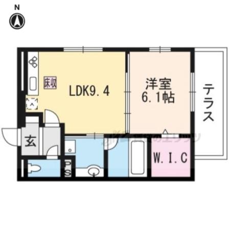 ヴェリタス黄檗(1LDK/1階)の間取り写真