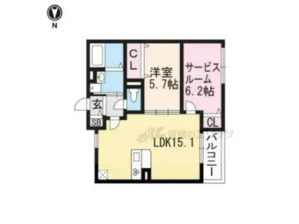 シンフォニーアミゾント夕顔(2LDK/2階)の間取り写真